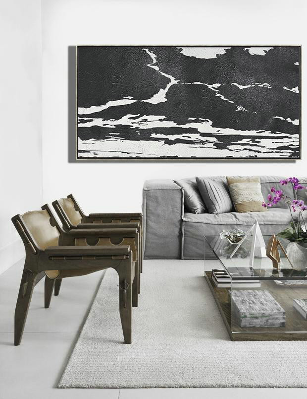 Oversized Canvas Art,Oversized Horizontal Minimal Art On Canvas - Hand Painted Aclylic Painting On Canvas